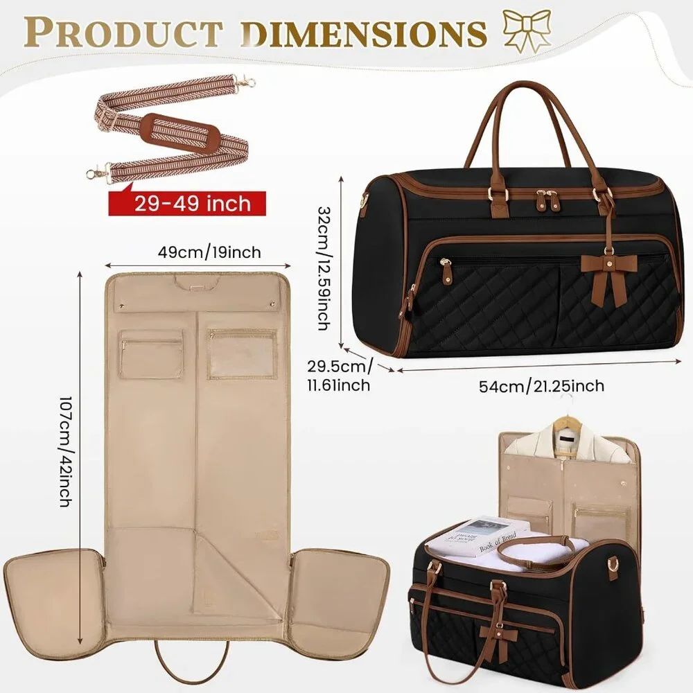 Garment Bags for Travel Women Convertible Garment Duffle Bag for Hanging Clothes - Picture 6 of 7